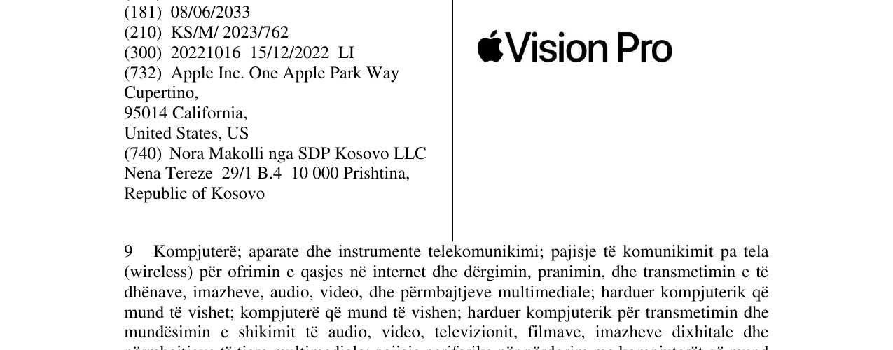 Zëri i markës VISION PRO në buletin