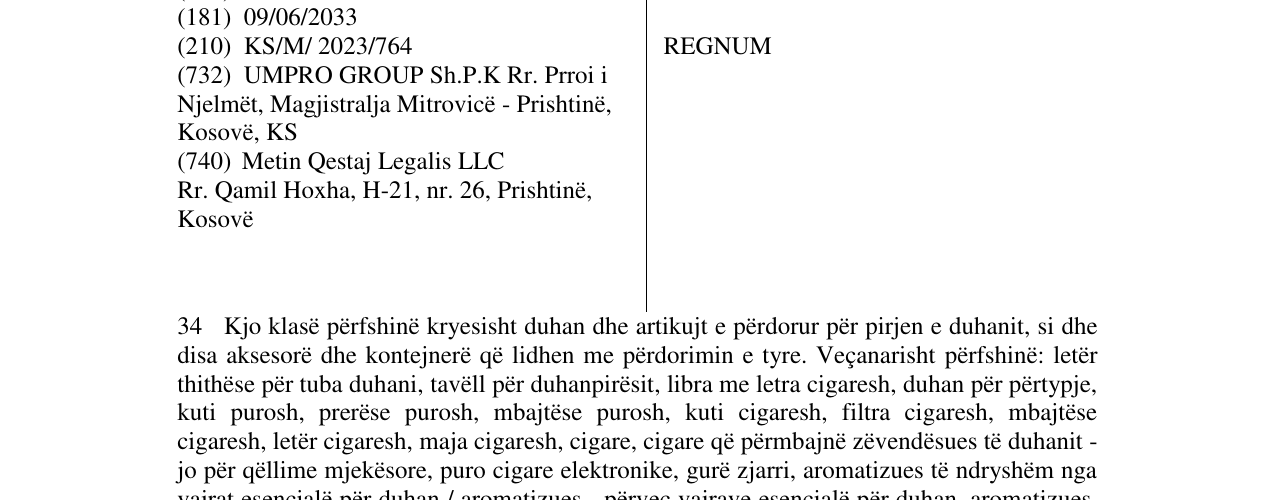 Zëri i markës REGNUM në buletin