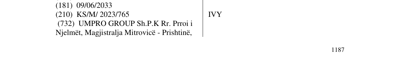 Zëri i markës IVY në buletin