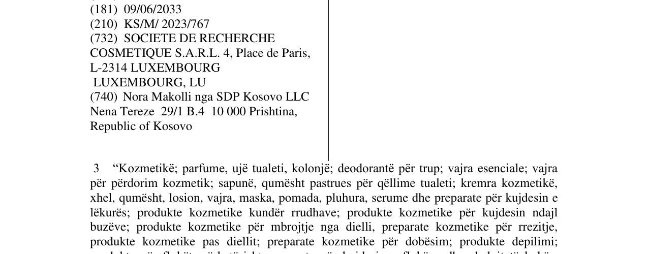 Zëri i markës RÊVE DE MIEL në buletin