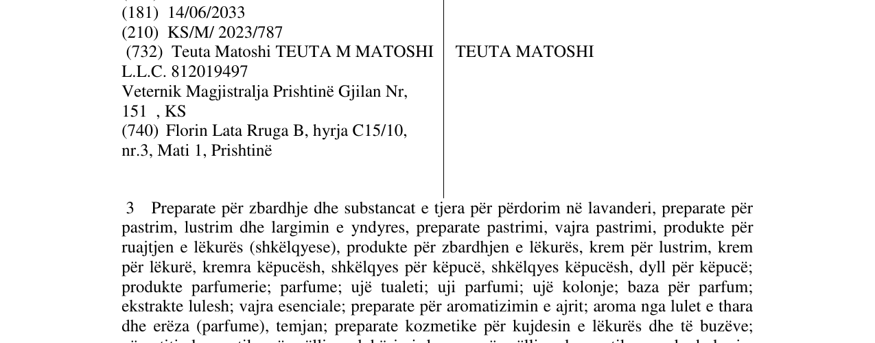 Zëri i markës TEUTA MATOSHI në buletin