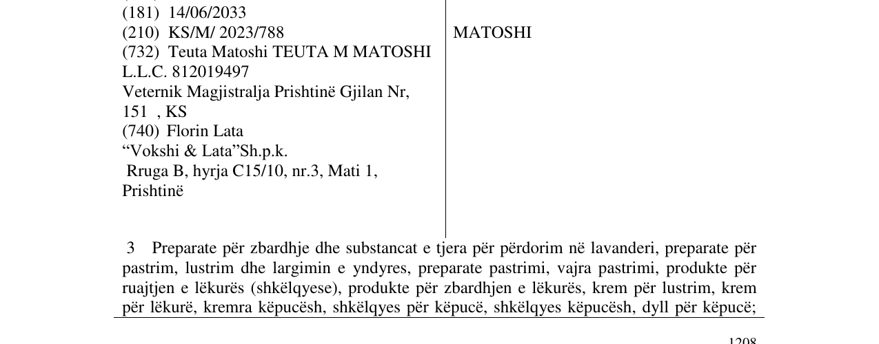 Zëri i markës MATOSHI në buletin