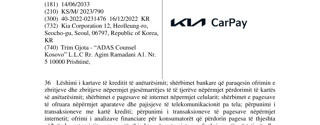 Zëri i markës KIA CarPay në buletin