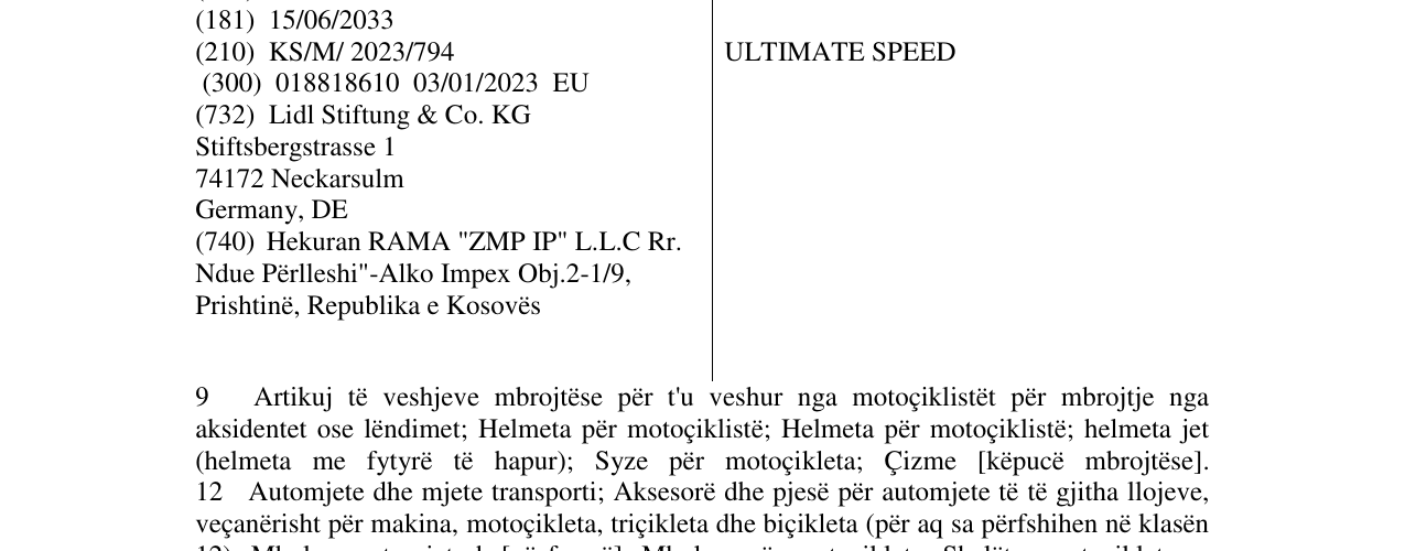 Zëri i markës ULTIMATE SPEED në buletin