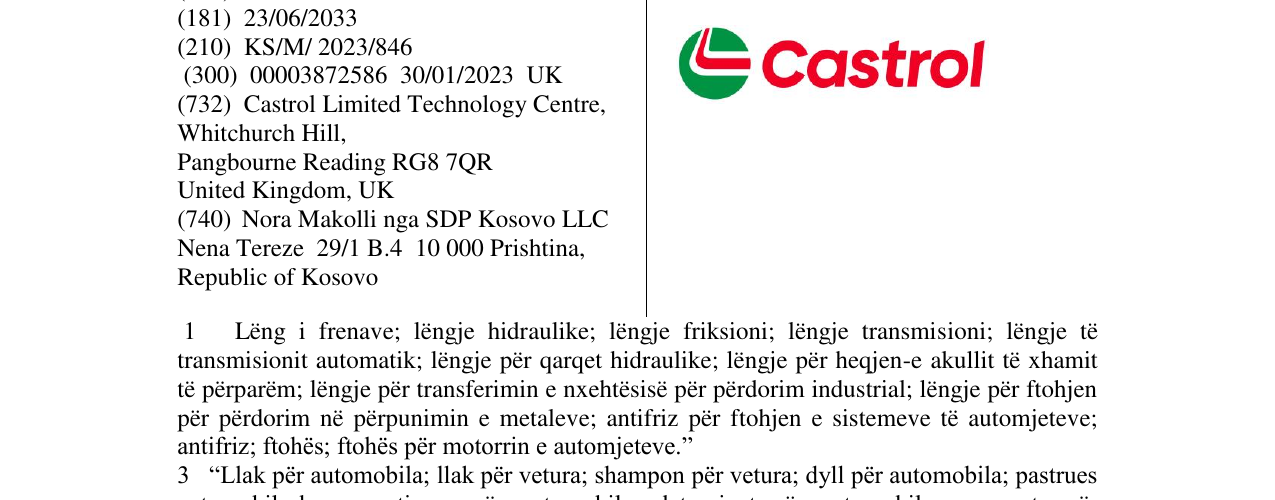 Zëri i markës castrol në buletin