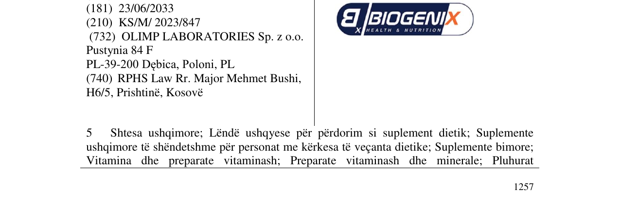 Zëri i markës BIOGENIX në buletin