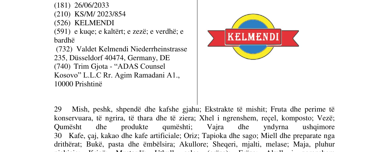 Zëri i markës KELMENDI në buletin