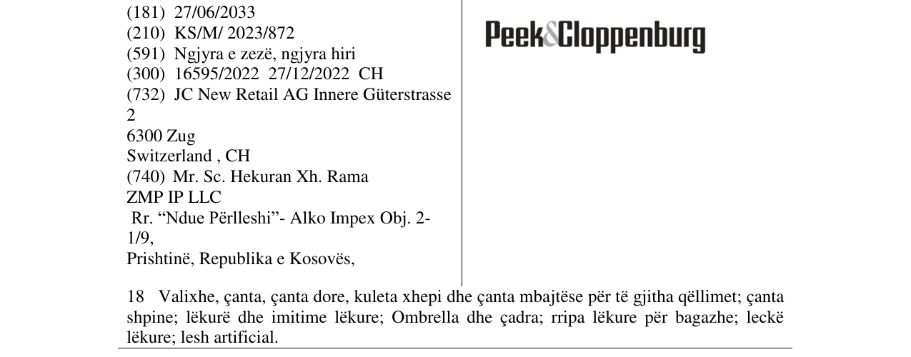 Zëri i markës Peek&Cloppenburg në buletin