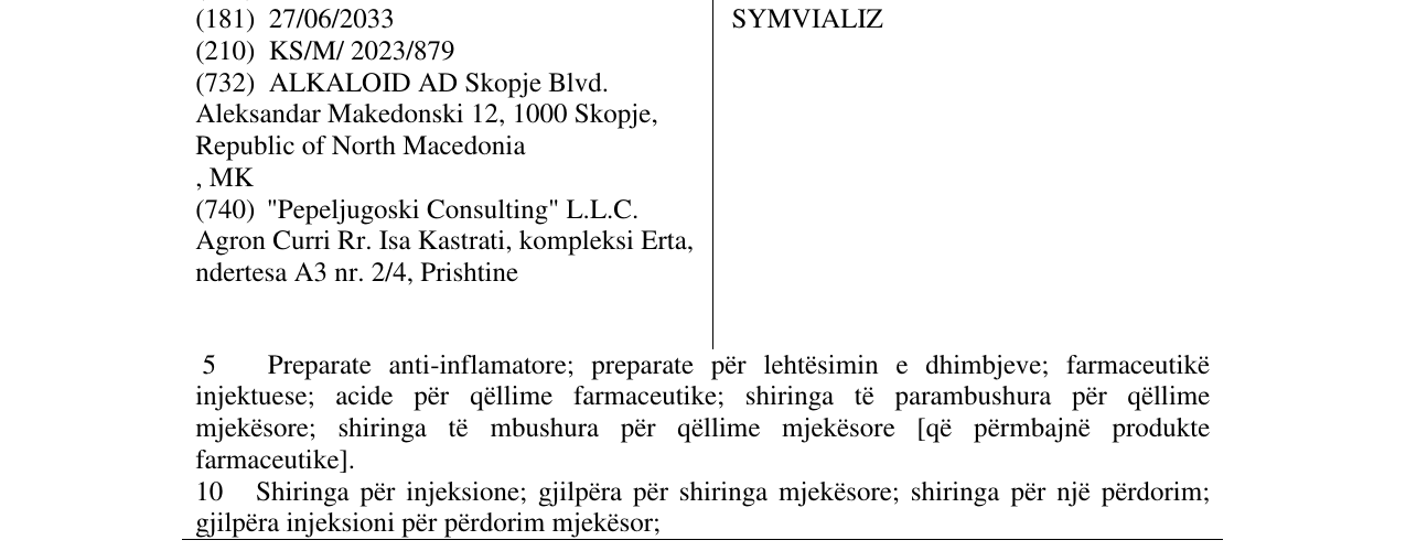 Zëri i markës SYMVIALIZ në buletin