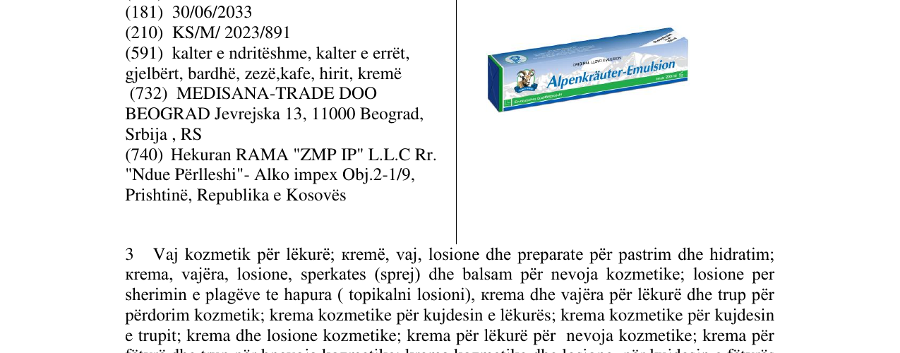 Zëri i markës Alpenkraft në buletin