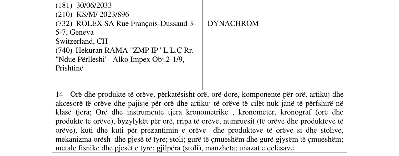 Zëri i markës DYNACHROM në buletin