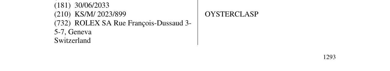 Zëri i markës OYSTERCLASP në buletin