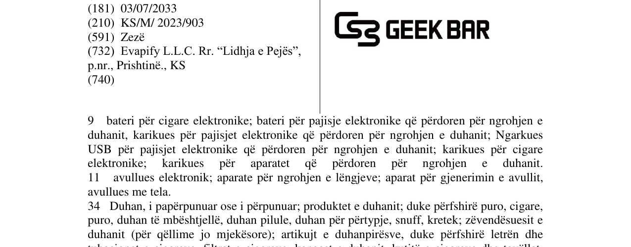 Zëri i markës GEEK BAR në buletin