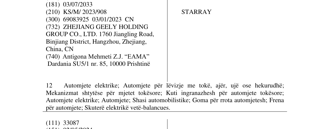 Zëri i markës STARRAY në buletin