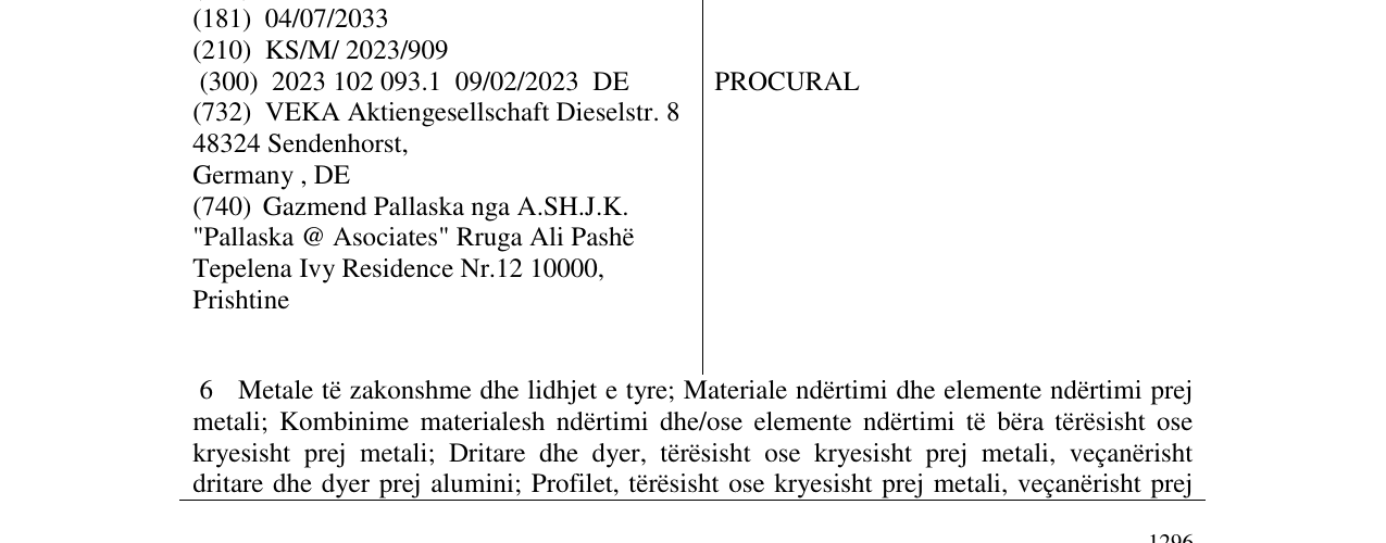 Zëri i markës PROCURAL në buletin