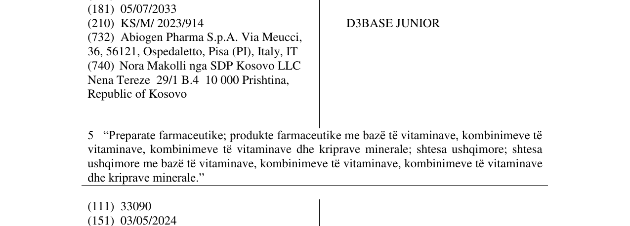 Zëri i markës D3BASE JUNIOR në buletin