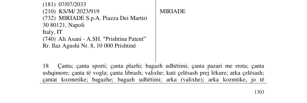 Zëri i markës MIRIADE në buletin