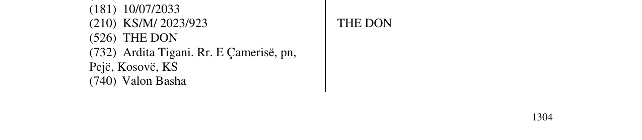 Zëri i markës THE DON në buletin