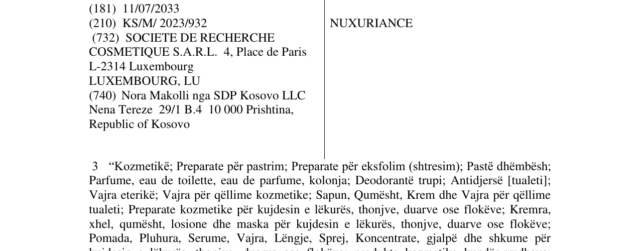 Zëri i markës NUXURIANCE në buletin