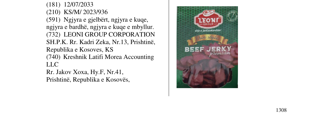 Zëri i markës leoni beef jerky në buletin