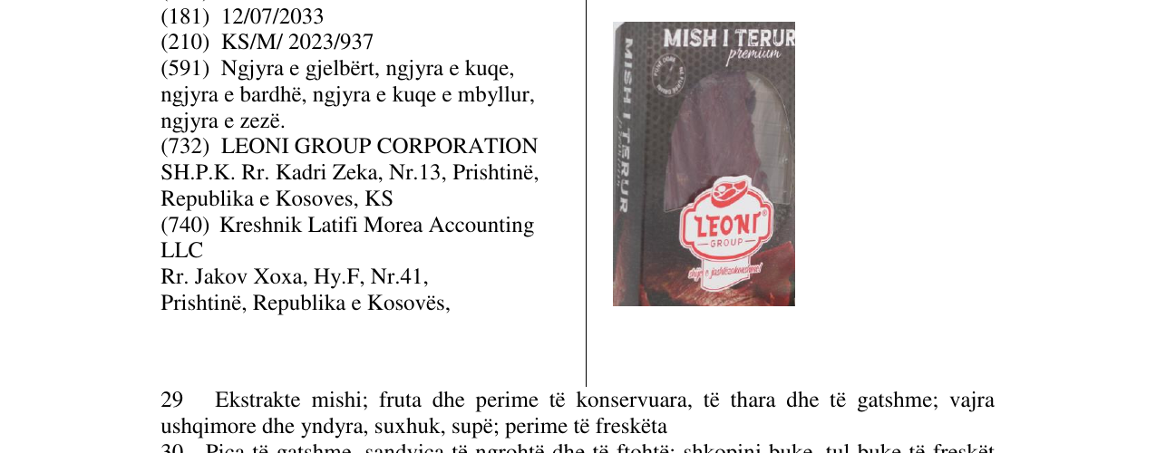 leoni mish i terur markasının bültendeki kaydı