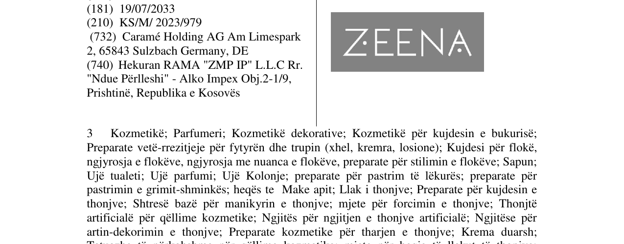 Zëri i markës ZEENA në buletin
