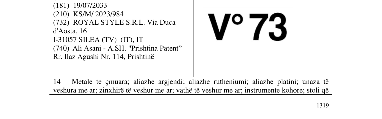 Zëri i markës V 73 në buletin