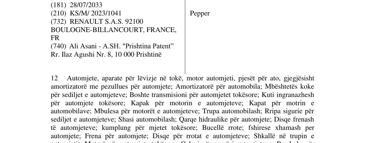 Zëri i markës Pepper në buletin
