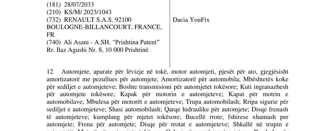 Zëri i markës Dacia YouFix në buletin