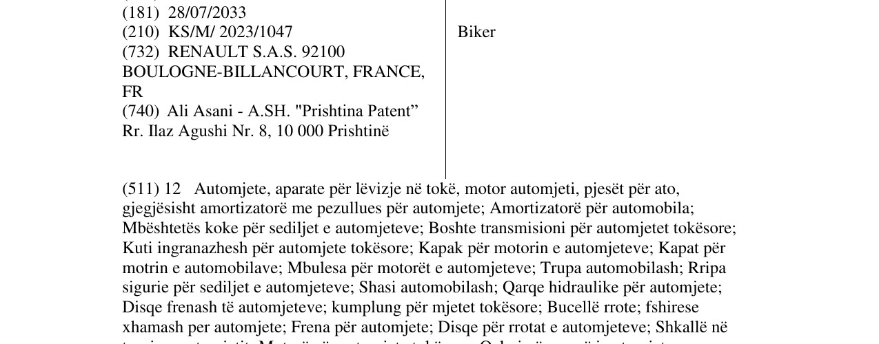 Zëri i markës Biker në buletin
