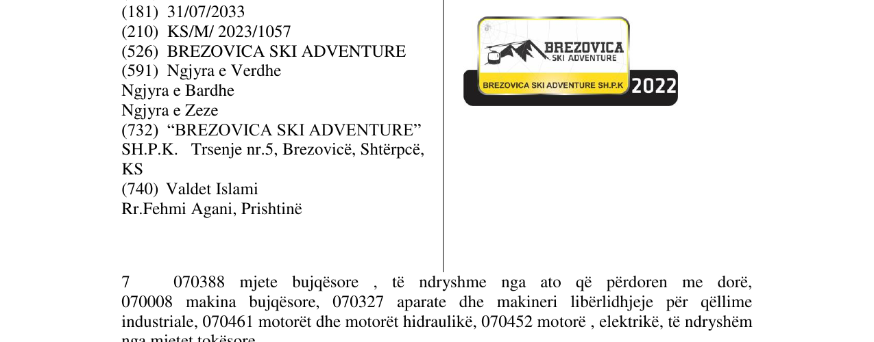 Zëri i markës BREZOVICA SKI ADVENTURE në buletin