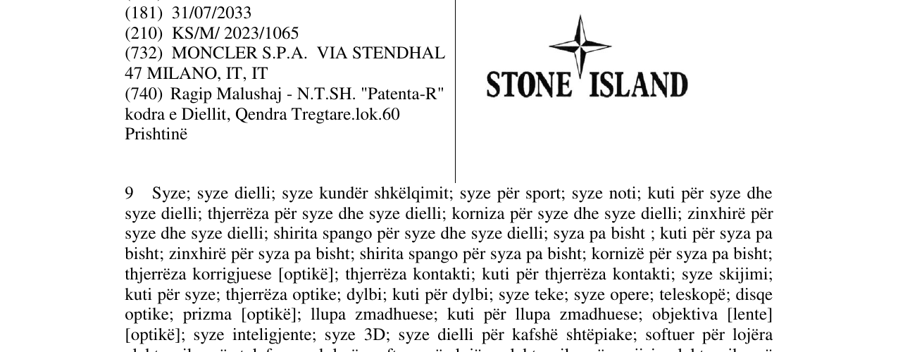 Zëri i markës STONE ISLAND në buletin
