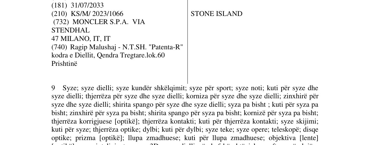 Zëri i markës STONE ISLAND në buletin