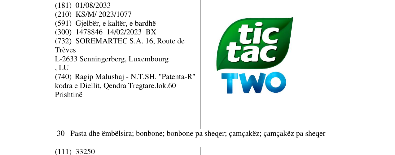 Zëri i markës tic tac two në buletin