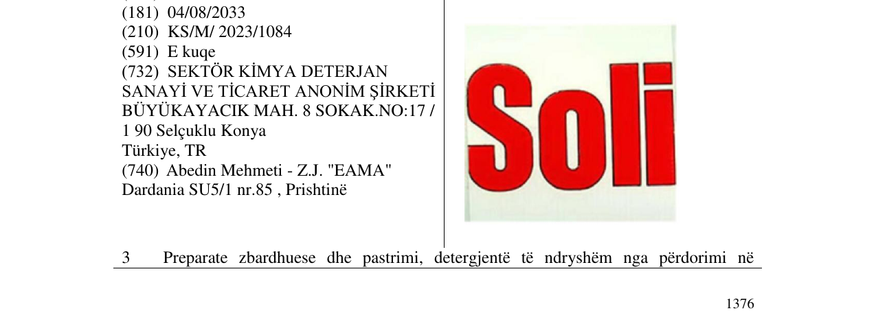 Zëri i markës SOLI në buletin