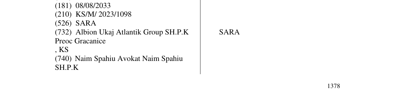 Zëri i markës SARA në buletin