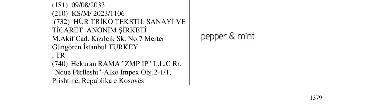 Zëri i markës PEPER AND MINT në buletin