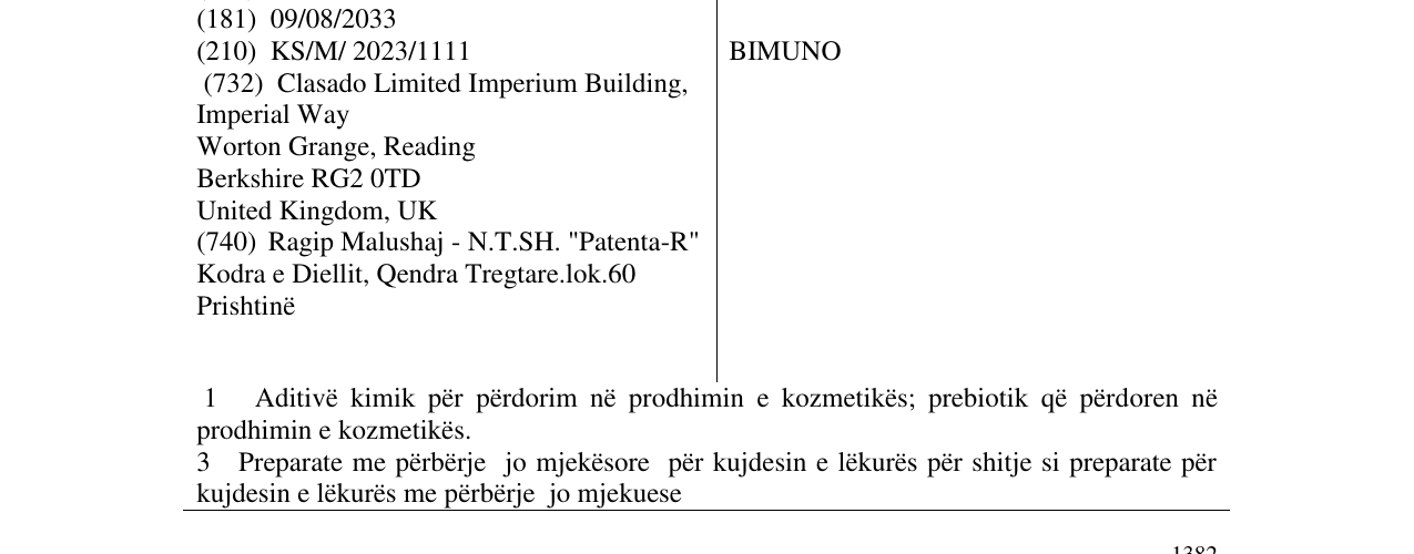 Zëri i markës BIMUNO në buletin