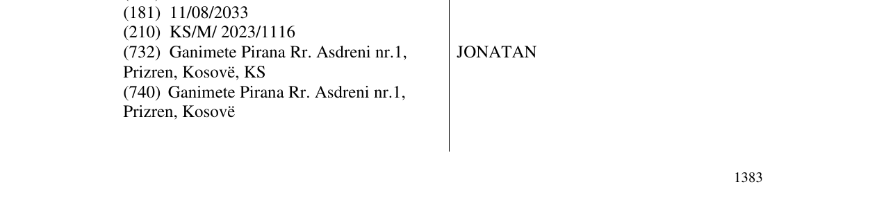 Zëri i markës JONATAN në buletin