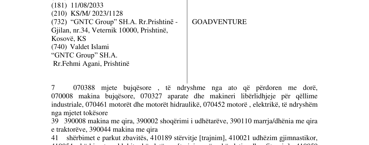 Zëri i markës GOADVENTURE në buletin