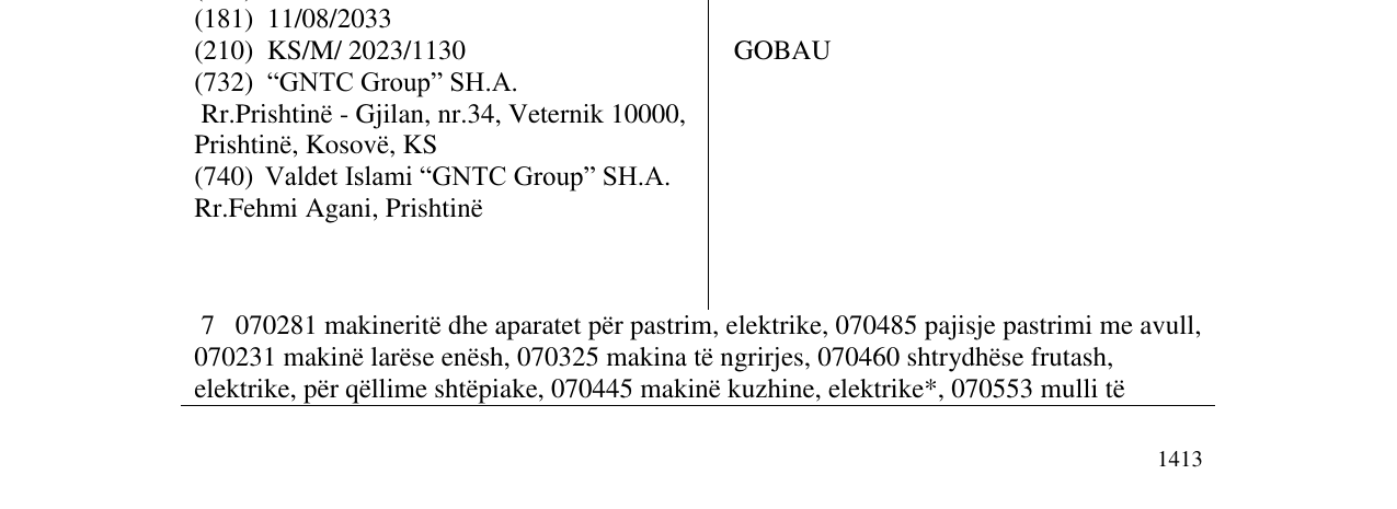 Zëri i markës GOBAU në buletin