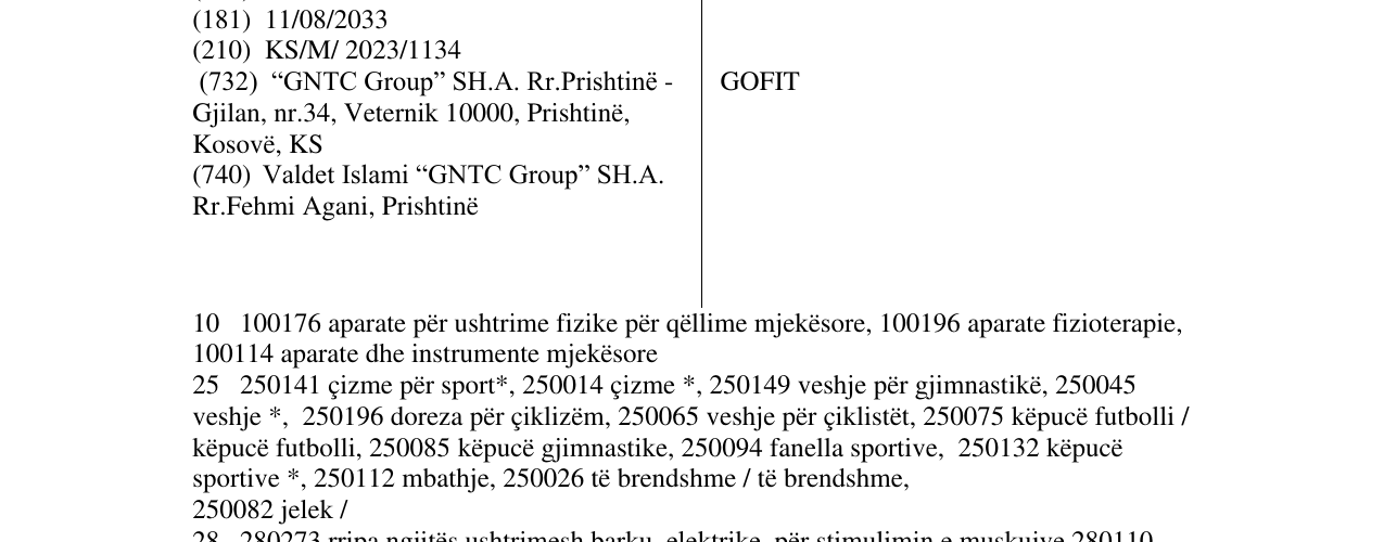Zëri i markës GOFIT në buletin