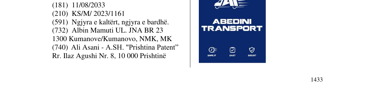 Zëri i markës ABEDINI TRANSPORT në buletin