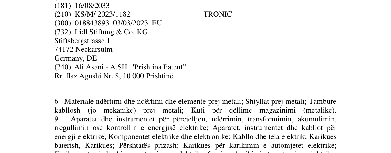 Zëri i markës TRONIC në buletin
