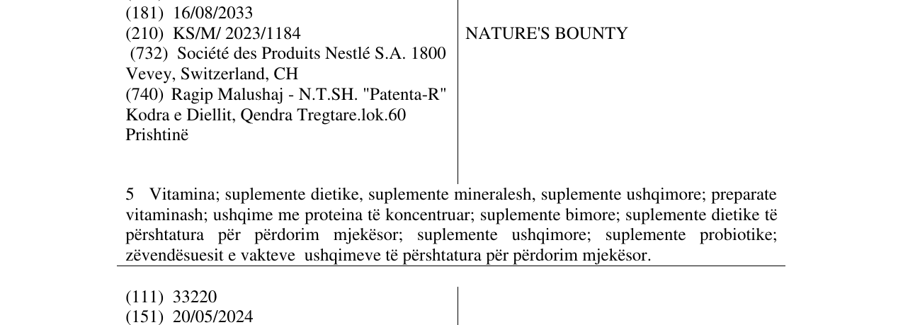 Zëri i markës NATURE'S BOUNTY në buletin
