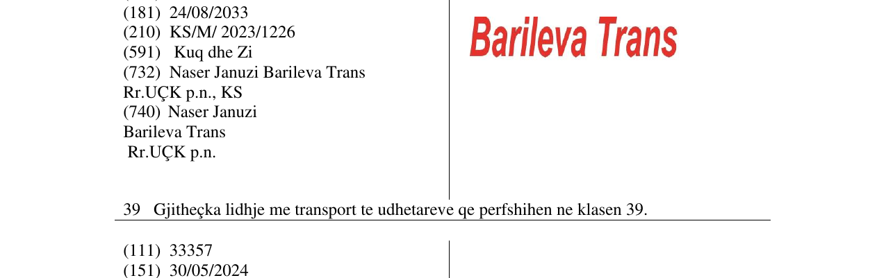 Zëri i markës BARILEVA TRANS në buletin