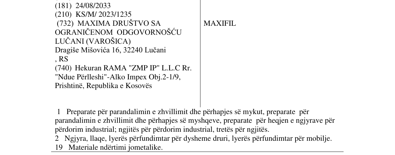 Zëri i markës MAXIFIL në buletin
