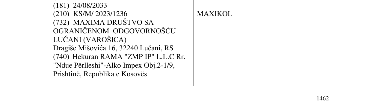 Zëri i markës MAXIKOL në buletin