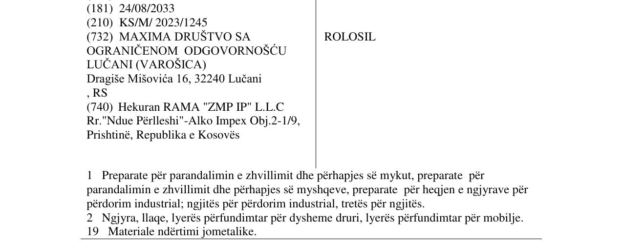 Zëri i markës ROLOSIL në buletin