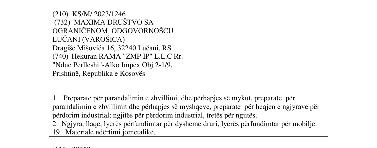 Zëri i markës SAMOLIV në buletin